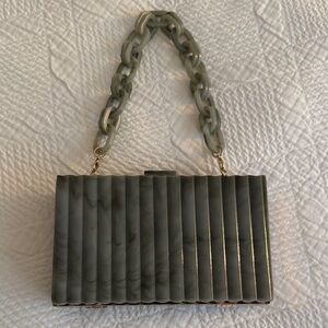 Zara green/gray Clutch with Chain Handle